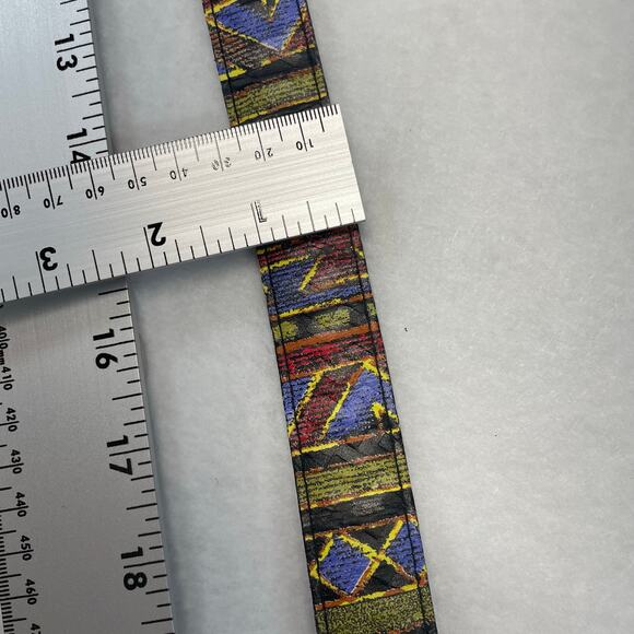 VTG The Limited Leather Belt Multicolor Abstract Geometric Statement Gold Buckle main image 5